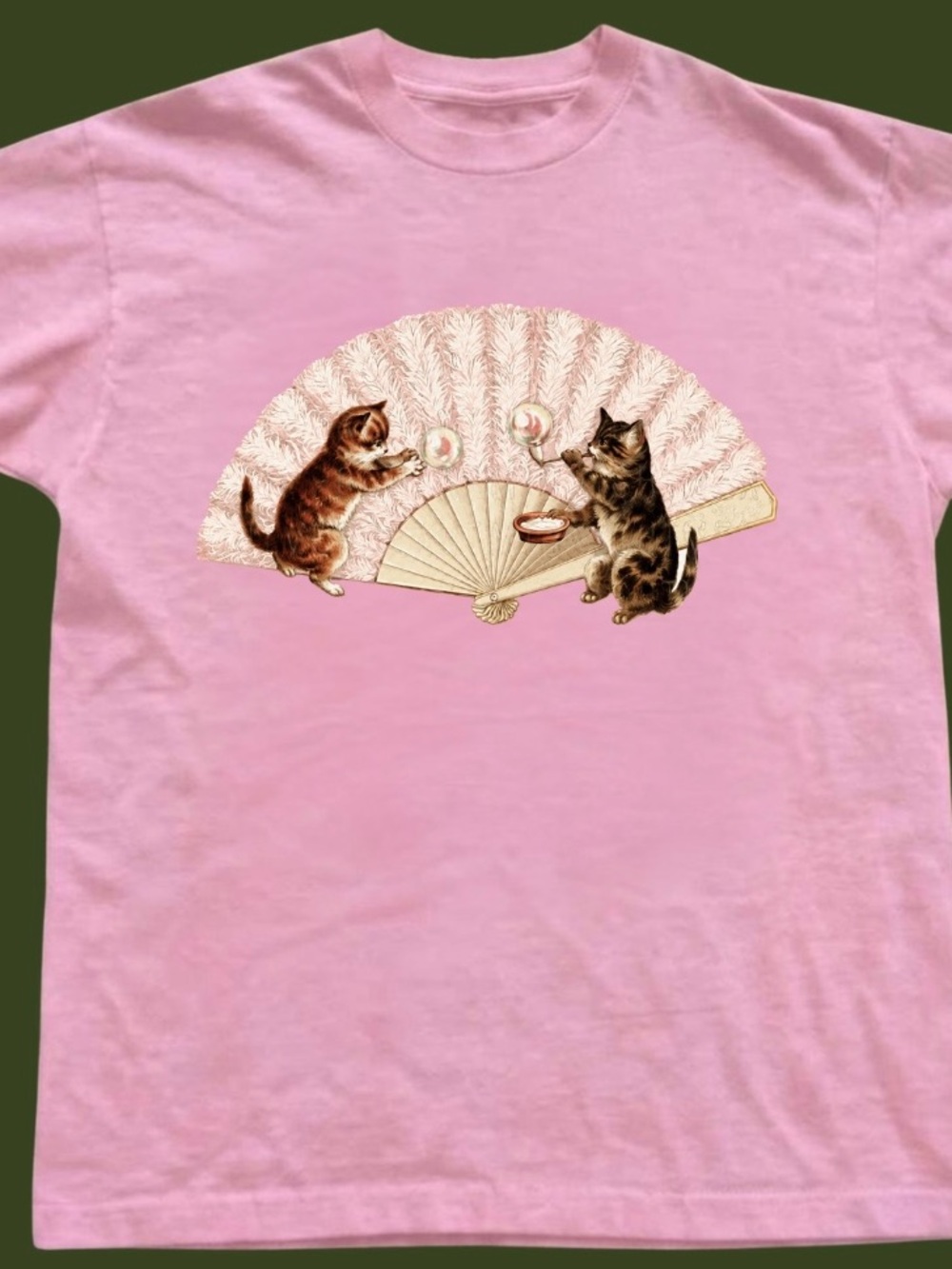 Cute Kittens Playing the Fan Cottagecore T-Shirt